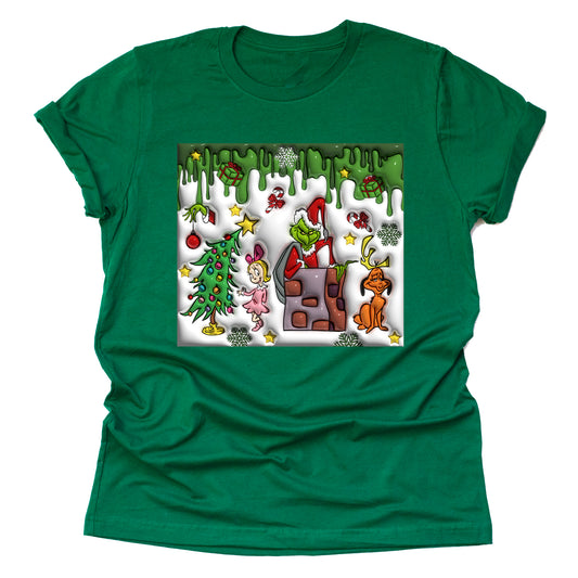 Grinch Cindy Lou Christmas Unisex Casual Short Sleeve Shirt