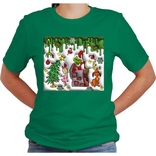 Grinch Cindy Lou Christmas Unisex Casual Short Sleeve Shirt