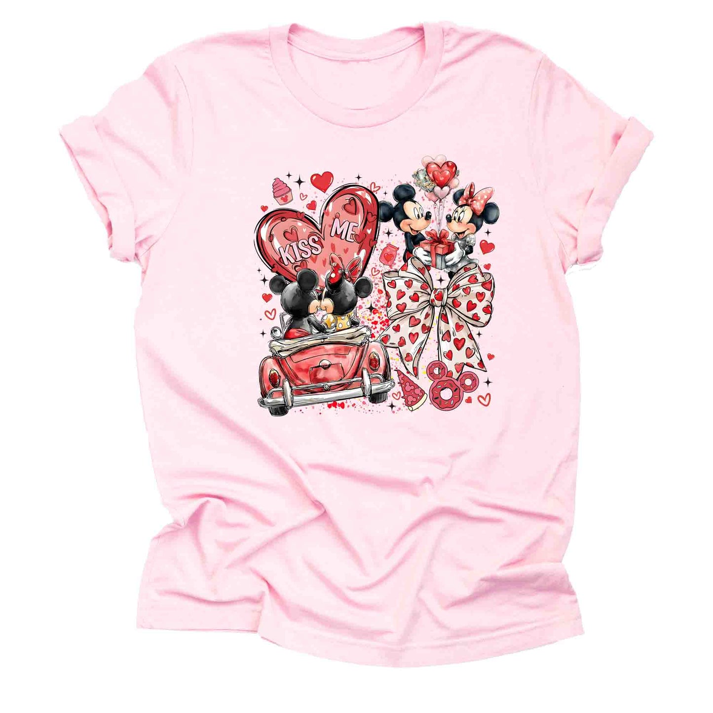 Mickey Valentine Hand Drawn Graphic Shirt, Theme Park Orlando Graphic Tee, Cute Unisex Short Sleeve Casual T-Shirt, Festive Top