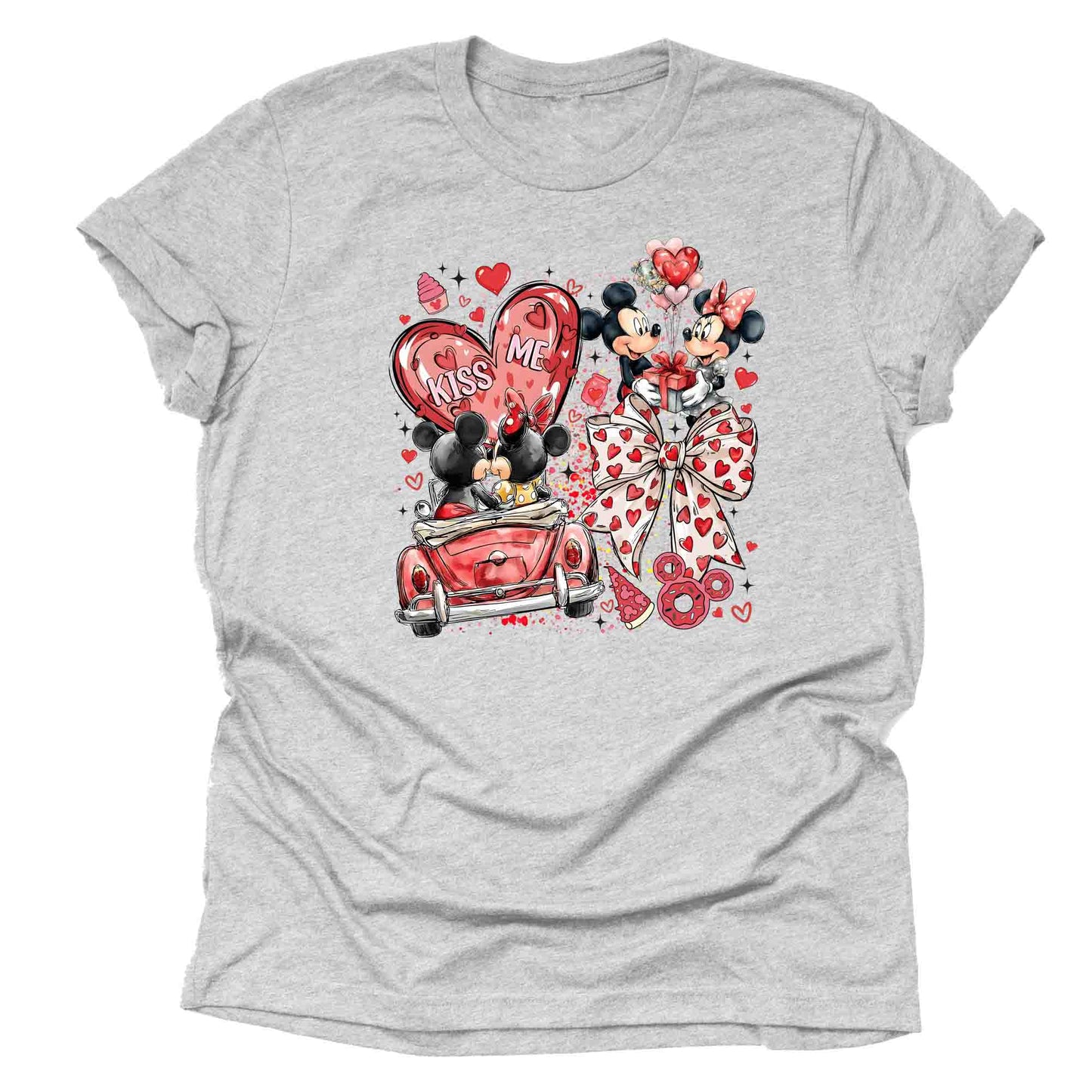 Mickey Valentine Hand Drawn Graphic Shirt, Theme Park Orlando Graphic Tee, Cute Unisex Short Sleeve Casual T-Shirt, Festive Top