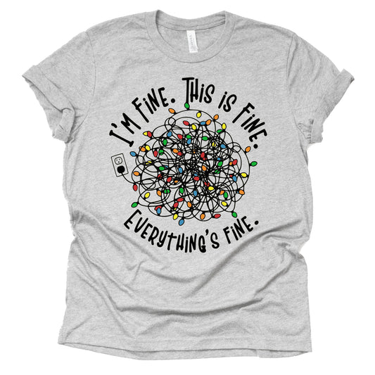 I'm Fine This is Fine Everything is Fine shirt,  Christmas tangled lights Shirt