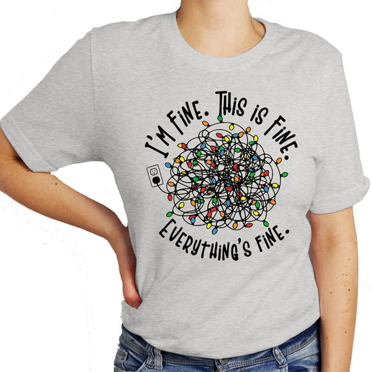 I'm Fine This is Fine Everything is Fine shirt,  Christmas tangled lights Shirt