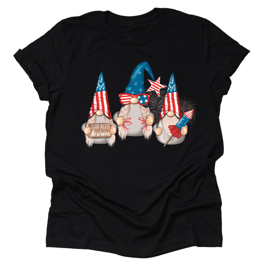 Patriotic USA Gnomes American Flag Casual Short Sleeve Unisex T-Shirt