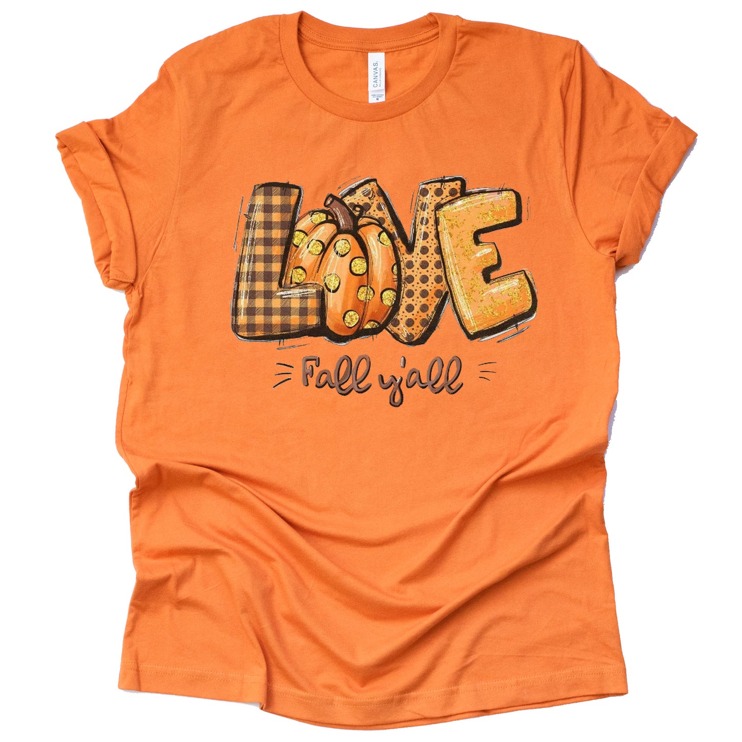 Love Fall Y'all Shirt Autumn Fall Season Adult Unisex T-Shirt Casual Short Sleeve