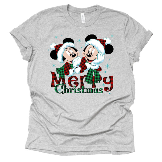 Mickey Merry Christmas Graphic Design Casual Short Sleeve Shirt