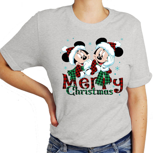 Mickey Merry Christmas Graphic Design Casual Short Sleeve Shirt