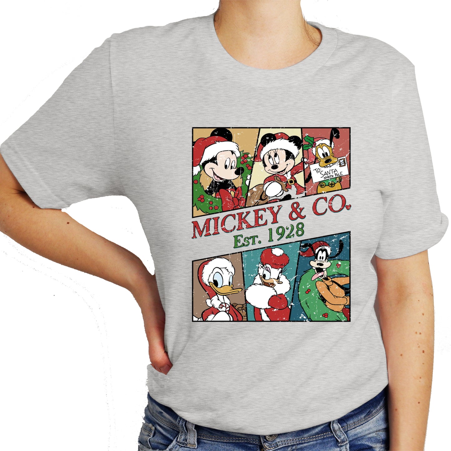 Mickey and Company Christmas Unisex Shirt Graphic Design Casual Short Sleeve Unisex Shirt