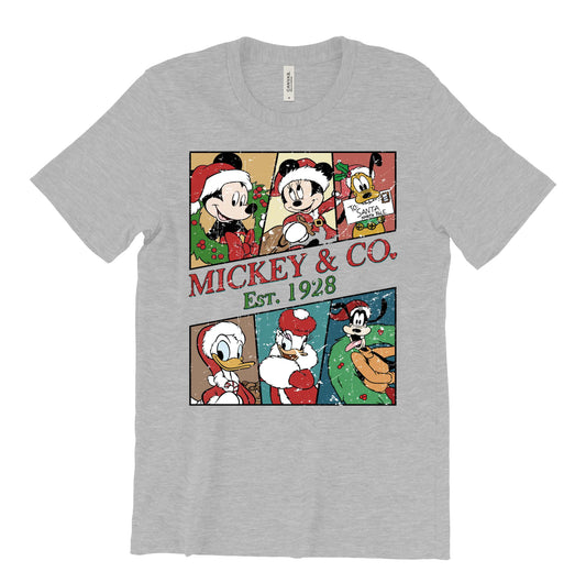 Mickey and Company Christmas Unisex Shirt Graphic Design Casual Short Sleeve Unisex Shirt