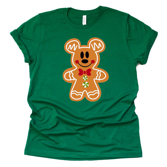 Mickey Gingerbread Christmas Graphic Design Casual Short Sleeve Shirt