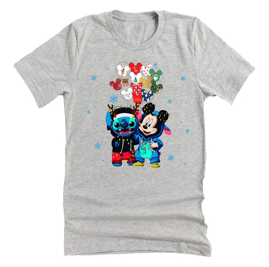 Mickey Stitch Christmas Balloons Graphic Design Unisex T-Shirt