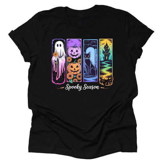Spooky Season Neon Strokes T-Shirt – Halloween Graphic Tee, Glow-Inspired Unisex Short Sleeve