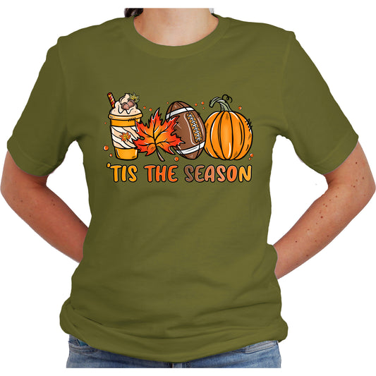 Tis The Season Football Pumpkin Causal Unisex T-Shirt