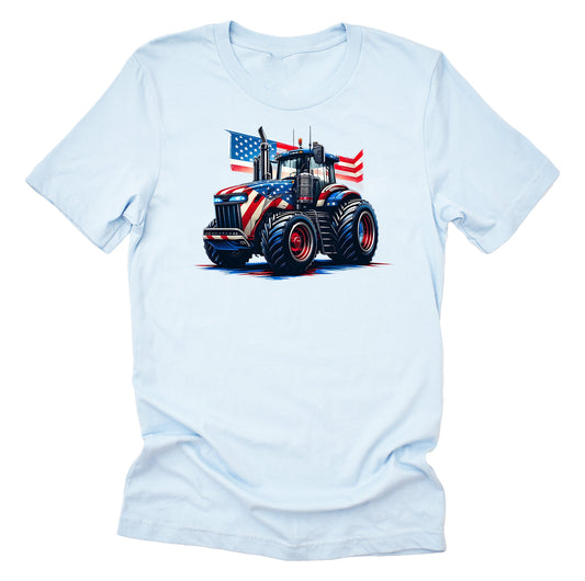 Patriotic Tractor July 4th American Flag Casual Short Sleeve Unisex T-Shirt