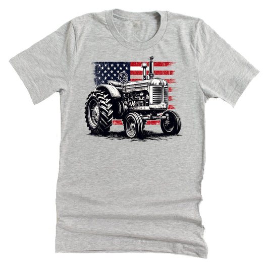 Patriotic Tractor July 4th American Flag Casual Short Sleeve Unisex T-Shirt