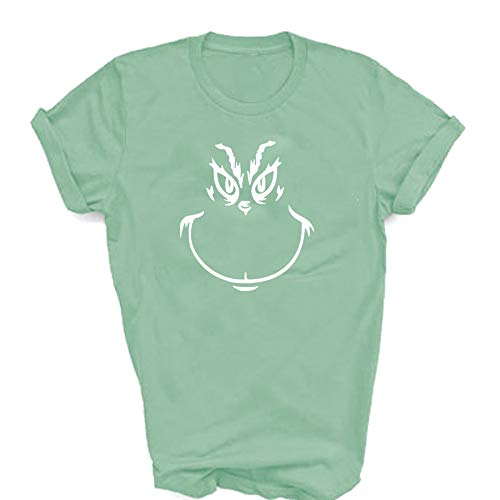 Grinch Face T-Shirt, Christmas Shirt, Holiday Shirt, Grinch Shirt Short Sleeve Casual Unisex Tees