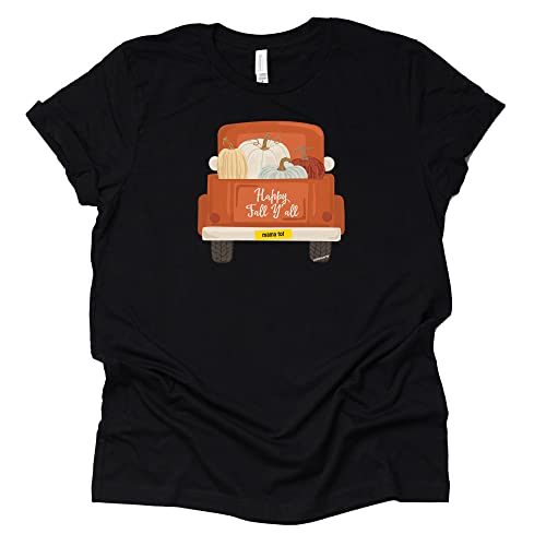 Happy Fall Y'all Rustic Pumpkin Truck Shirt, Autumn Pumpkin Rustic Truck Shirt, Unisex Sizing Short Sleeve