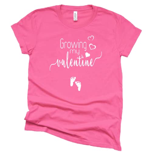 Growing My Valentine Shirt, Valentines Day Heart Pregnancy Announcement Shirt Unisex Short Sleeve