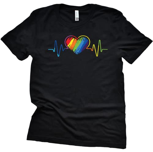 Rainbow Heartbeat T-Shirt, Shoelover99 Merch, Gay Pride Unisex Sizing for Men and Women