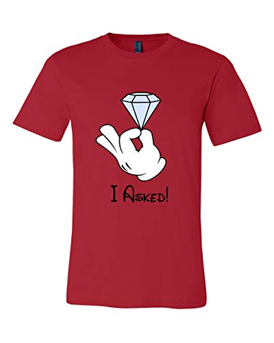 I Asked Engagement Graphic Tees Girlfriend Gift Wife T Shirts I Said Yes Mickey Hand - Sold Individually