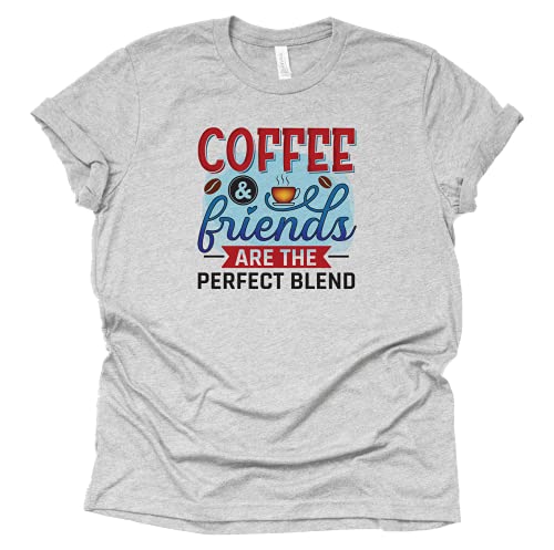 Coffee and Friends are a Perfect Blend T-Shirt for Women Coffee Letters Print Shirt with Funny Sayings Casual Tee Tops