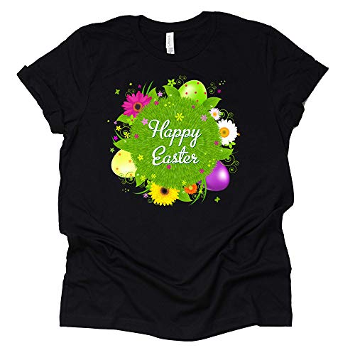 Floral Happy Easter Shirt, Easter Shirt for Women Tee T-Shirt Unisex Short Sleeve