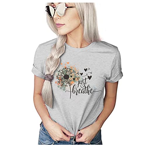 Just Breathe Shirt | Dandelion T-Shirt | Wildflower Shirt for Women | Vintage Retro Unisex Sizing