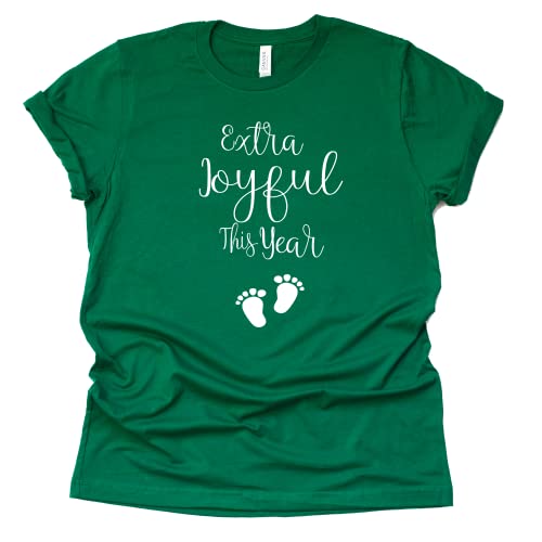 Extra Joyful This Year T-Shirt, Christmas pregnancy Announcement Shirt Causal Short Sleeve