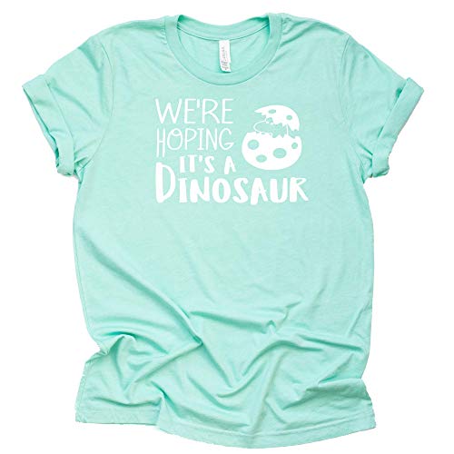 We're Hoping for a Dinosaur Shirt Pregnancy Announcement Unisex Shirt Short Sleeve Tops Tee