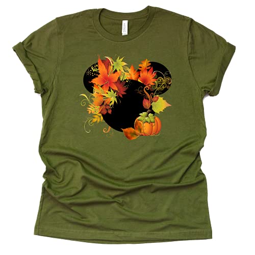 Minnie Mickey Ears Autumn Flower Wreath Shirt Fall Floral Thanksgiving Fall Harvest Xmas Gift