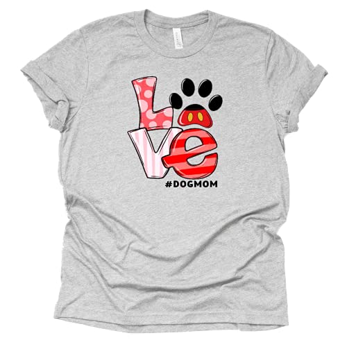 Love Dog Mom Paw Print T Shirt Women's Casual Letter Print Short Sleeve Tops Tee