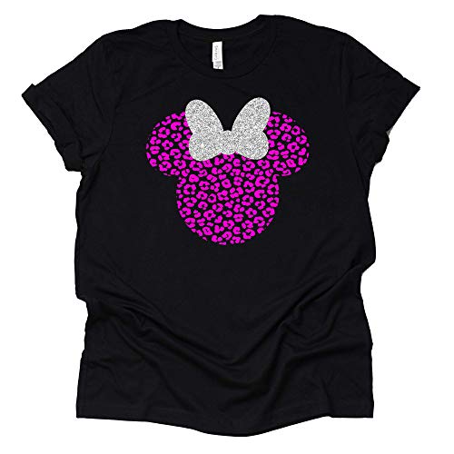 Leopard Minnie Shirt, Glitter Bow Cheetah Minnie Shirt, Animal Kingdom Shirt, Safari Shirt Casual Short Sleeve Shirt