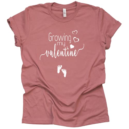 Growing My Valentine Shirt, Valentines Day Heart Pregnancy Announcement Shirt Unisex Short Sleeve