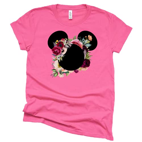 Mickey Flower Shirt, Mickey Floral Shirt Wreath T-Shirt Adult Women Ladies Boho Character Shirt