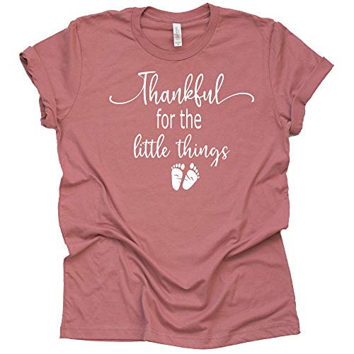 Thankful for The Little Things Shirt Thanksgiving Pregnancy Announcement, Unisex Short Sleeve