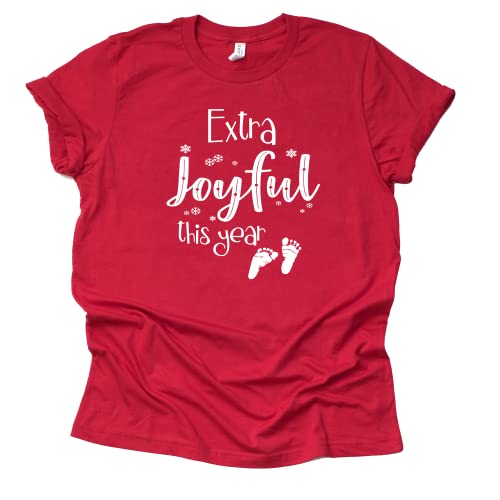 Extra Joyful This Year T-Shirt, Christmas Baby Announcement Shirt, Unisex Short Sleeve