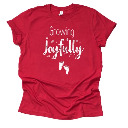 Growing Joyfully Shirt, Christmas Pregnancy Announcement Shirt, Unisex Short Sleeve