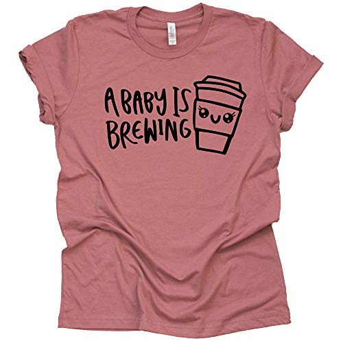 A Baby is Brewing Shirt Pregnancy Announcement T-Shirt Letter Print Short Sleeve Tops Tee-5 Colors