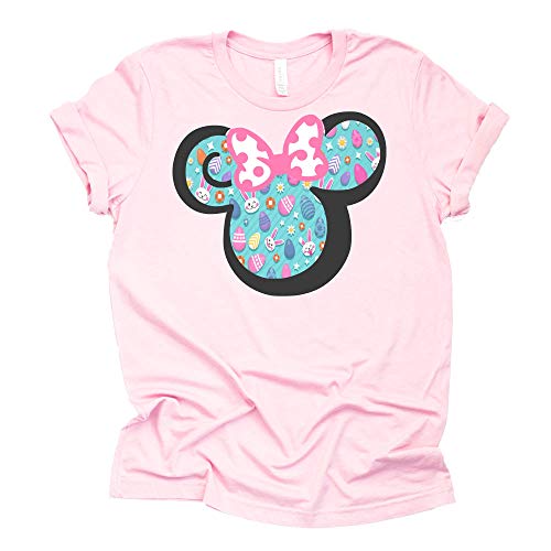 Minnie Easter Shirt for Women, Easter Eggs Shirt Short Sleeve Letter Print Funny Casual Tops Blouse