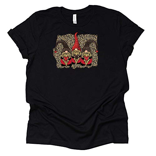 Leopard Gnome Trio Shirt, Womens Valentines Day Shirt, Hearts Shirt, Unisex Short Sleeve Shirt