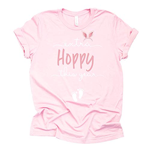 Extra Hoppy This Year Shirt, Easter Shirt for Women, Easter Pregnancy Announcement Shirt, Causal Short Sleeve