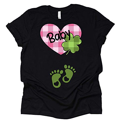 Baby Clover Heart Shirt, Buffalo Plaid St Patrick Shirt, Pregnancy Announcement Shirt, Unisex short Sleeve