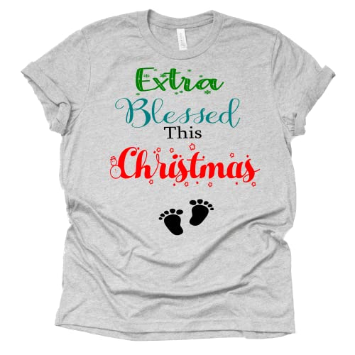 Extra Blessed This Christmas T-Shirt, Christmas Baby Announcement Shirt, Pregnancy Announcement Shirt Causal Short Sleeve