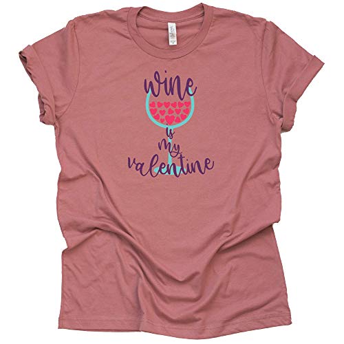 Wine is My Valentine Shirt, Women's Valentines Day Shirt, Wine Glass with Hearts Shirt, Unisex Short Shirt