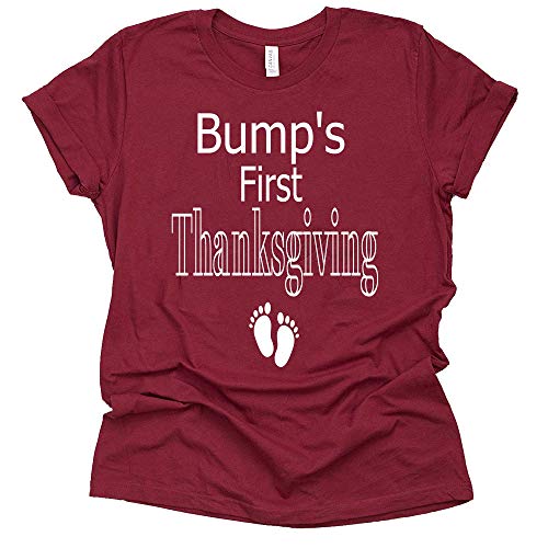 Bump's First Thanksgiving Shirt, Pregnancy Announcement Women Casual Short Sleeve Shirt Tee