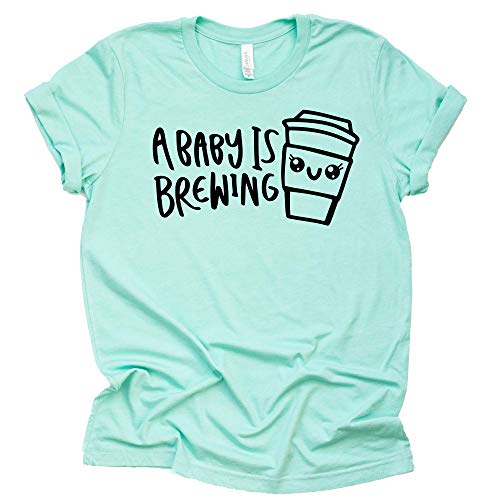 A Baby is Brewing Shirt Pregnancy Announcement T-Shirt Letter Print Short Sleeve Tops Tee-5 Colors