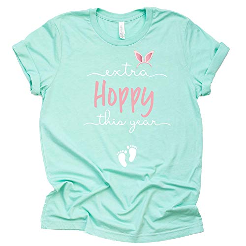 Extra Hoppy This Year Shirt, Easter Shirt for Women, Easter Pregnancy Announcement Shirt, Causal Short Sleeve