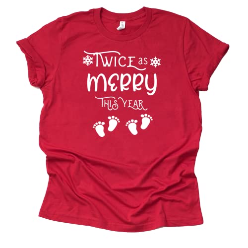 Twice as Merry This Year Christmas Twins Pregnancy Announcement Shirt Premium T-Shirt