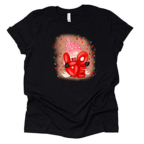 Gnome Love Valentine Shirt, Womens Valentines Day Shirt, Gnomes Shirt, Short Sleeve Causal T-Shirt