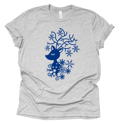 Christmas Shirt, Reindeer Snowflake Shirt, Unisex T-Shirt Graphic Tees,