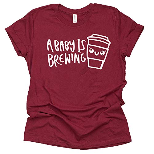 A Baby is Brewing Shirt Pregnancy Announcement T-Shirt Letter Print Short Sleeve Tops Tee-5 Colors